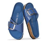 Project Cloud Genuine Leather Sandals Women Dressy Summer Beach Essentials - Flip Flops & Slides with Memory Foam Insole Womens Sandals Comfortable Footwear, Cobalt, 5 UK