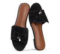 Project Cloud Genuine Leather Summer Sandals for Women 2025 - Memory Foam Slingback Womens Sandals Comfortable and Non Slip Beach Slides (Cannes), Black, 5 UK