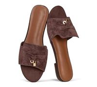 Project Cloud Genuine Leather Summer Sandals for Women 2025 - Memory Foam Slingback Womens Sandals Comfortable and Non Slip Beach Slides (Cannes), Espresso, 5 UK