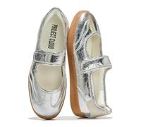Project Cloud Genuine Leather Womens Shoes - Lightweight Loafers for Women with Memory Foam and Leather Insole, Silver, 2.5 UK