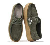 Project Cloud Genuine Leather Womens Shoes - Memory Foam Insole Oxford Shoes for Women Footwear - Lightweight Anti-Slip Sole Casual Work Loafers with Lace (WALLYCHUNKY), Olive Suede, 4.5 UK