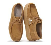 Project Cloud Genuine Leather Womens Shoes - Memory Foam Insole Oxford Shoes for Women Footwear - Lightweight Anti-Slip Sole Casual Work Loafers with Lace (WALLYCHUNKY), Tan Suede, 5.5 UK