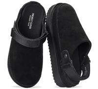 Project Cloud Genuine Suede Clogs for Women - Memory Foam Womens Clogs & Mules with Adjustable Straps - Lightweight Platform Shoes Non-Slip Slides (Goldstar), Black, 8.5