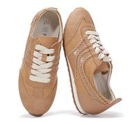 Project Cloud Leather Barefoot Shoes Women - Memory Foam Lace-Up Womens Sneakers - Lightweight & Non Slip Womens Shoes Casual - All-Day Women's Fashion Sneakers for 2025 (Monica), Tan, 3 UK