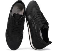 Project Cloud Leather Barefoot Shoes Women - Memory Foam Lace-Up Womens Sneakers - Lightweight & Non Slip Womens Shoes Casual - All-Day Women's Fashion Sneakers for 2025 (Tiger), Black, 5.5 UK