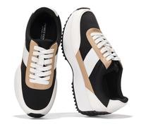 Project Cloud Leather Sneakers for Women - Lace Up Casual Womens Shoes with Memory Foam & Rubber Sole - Trendy Street Wear Shoes Women Footwear Sneakers (Serena), Grey, 6 UK