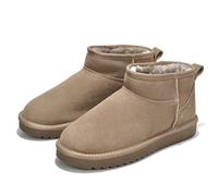 Project Cloud Mini Platform Ankle Boot for Women - Fur Lined Genuine Suede Cozy Winter Boot With Memory Foam Insole - Indoor & Outdoor Snow Boot (Hippy), Taupe, 4 UK