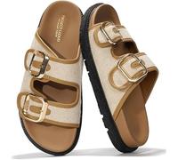 Project Cloud Platform Summer Sandals for Women 2026 - Comfortable and Adjustable Straps Summer Slides with Memory Foam Insole - Non-Slip Casual Womens Sandals, Sharl 2 - Raffia, 6 UK