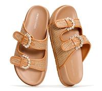 Project Cloud Platform Summer Sandals for Women 2026 - Comfortable and Adjustable Straps Summer Slides - Non-Slip Casual Womens Sandals, Sharl 2 - French Beige Raffia, 5 UK