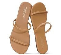 Project Cloud Summer Sandals for Women 2026 - Memory Foam Insole and Eco-Crafted Leather Beach Flip Flops for Women - Non Slip and Lightweight Double Strap Womens Sandals (Transition), Tan, 7 UK