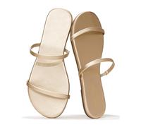 Project Cloud Summer Sandals for Women 2026 - Memory Foam Insole and Eco-Crafted Leather Beach Flip Flops for Women - Non Slip and Lightweight Double Strap Womens Sandals (Transition), Gold, 5 UK