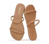Project Cloud Summer Sandals for Women 2026 - Memory Foam Insole and Eco-Crafted Leather Beach Flip Flops for Women - Non Slip and Lightweight Double Strap Womens Sandals (Transition), Taupe, 4.5 UK