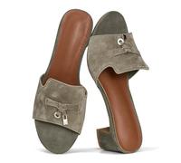 Project Cloud Wedge Platform Sandals For Women 2025 - Memory Foam Insole & Cork Footbed Platform Heel Slides for Women Footwear - Beach Essential Womens Sandals (Monaco), Matcha Suede, 3 UK