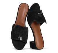 Project Cloud Wedge Platform Sandals For Women 2025 - Memory Foam Insole & Cork Footbed Platform Heel Slides for Women Footwear - Beach Essential Womens Sandals (Monaco), Black Suede, 5.5 UK