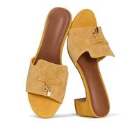 Project Cloud Wedge Platform Sandals For Women 2025 - Memory Foam Insole & Cork Footbed Platform Heel Slides for Women Footwear - Beach Essential Womens Sandals (Monaco), Tumeric Suede, 3 UK