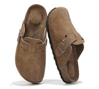 Project Cloud Woman Genuine Suede Footbed Boston Clogs - Memory Foam Arch Support Clog Slippers - Trendy Slip-ons Mules & Clogs Boston Sandals (Benton)