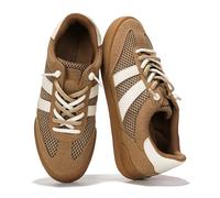 Project Cloud Womens Sneakers - Memory Foam Insole and Lightweight Spring Shoes - Non-Slip Lace Up Trendy Shoes - Fashion Sneakers for Women 2025 (Verdict), Tan, 5 UK