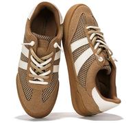 Project Cloud Womens Sneakers - Memory Foam Insole and Lightweight Spring Shoes - Non-Slip Lace Up Trendy Shoes - Fashion Sneakers for Women 2025 (Verdict), Tan, 7 UK