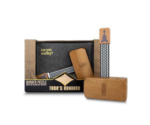 Project Genius Inc. Thor's Hammer Wooden Brain Teaser Puzzle, Brown