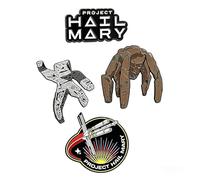 Project Hail Mary 4-Piece Enamel Pin Set Exclusive Collectible Lapel Pins - Space Adventure Designs Including High Quality Souvenir for Sci-Fi Fans