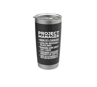 Project Manager Funny Job Duties List Sarcastic Typography Stainless Steel Insulated Tumbler
