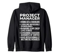 Project Manager Funny Job Duties List Sarcastic Typography Zip Hoodie