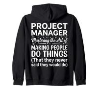 Project Manager Making People Do Things White Gears Design Zip Hoodie