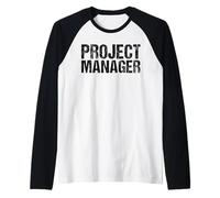 Project Manager Management Job Retro Graphic Black Text Raglan Baseball Tee