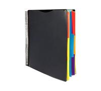 Project Organizer 6/12 Pockets Grey with Assorted Tabs Tear Poly 1/3 Cut Letter Size Personalized Stationery Note Cards for Men Multicolor Expanding File Folder with Binding, Documen (Black, S)