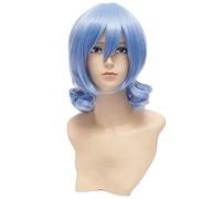 Project Remilia Scarlet Short Wavy Light Blue Cosplay Wig Synthetic Hair Perucas Halloween Costume Party Play Wigs