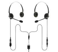 Project Telecom Binaural Headset Training Kit - USB-A & USB-C 2-User Splitter with Noise-Canceling Microphones - Compatible with Call Centre