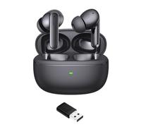 Project Telecom Black Bluetooth Earphones with USB-C Dongle Wireless Earbuds with Active Noise Cancelling In Ear Headphones with Touch Controls 25H Battery Life