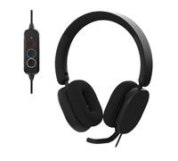 Project Telecom Focus Office Headphone USB-A & USB-C TAA Compliant Foldable Design with Soft Fabric Cushions Noise Cancelling Mic Wide Compatibility Inline Control Buttons (Binaural)