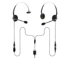 Project Telecom Monaural & Binaural Training, Supervising & Coaching Headset Kit - USB-A & USB-C 2-User Splitter with Noise-Canceling Microphones Compatible with Microsoft Teams, Zoom, Cisco Webex