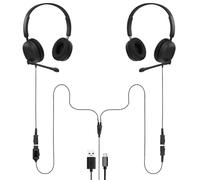 Project Telecom Training, Supervising & Coaching Binaural Headset Bundle TAA Compliant USB-A & USB-C with Inline Controls Noise Cancelling Wide Compatibility (Binaural)
