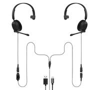 Project Telecom Training, Supervising & Coaching Monaural Headset Bundle TAA & NDAA Compliant USB-A & USB-C with Inline Controls Noise Cancelling Wide Compatibility (Monaural)