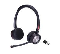 Project Telecom Wireless Bluetooth Headset with Noise Cancelling Microphone - Dual-Ear Overhead Design, Magnetic Charging Base, USB-A & USB-C Connectivity, Up to 22 Hours Talk Time