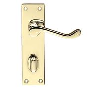 Project Victorian Scroll Door Handles - Bathroom Set - Electroplated Brass