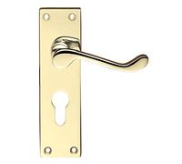 Project Victorian Scroll Door Handles - Euro Profile Lockset - Electroplated Brass