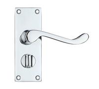 Project Victorian Scroll Door Handles - Privacy Set - Polished Chrome