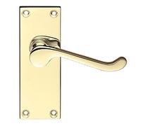 Project Victorian Scroll Door Handles - Short Latchset - Electroplated Brass
