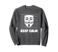 Project Zorgo Keep Calm Anonymous Mask Sweatshirt, Adult Unisex, Dark Heather Grey, XX-Large