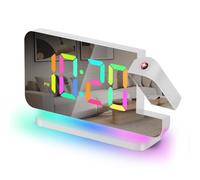 Projection Alarm Clock,7.4"LED Mirror Digital Clocks Large Display,with 180° Rotatable Projector,RGB Night Light,USB C Port,Auto Dimmer,Desk Clock for Heavy Sleeper Bedroom Teens Adults,Girls Decorate