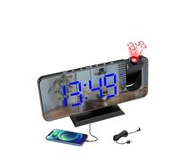 Projection Alarm Clock Digital Clock with 180° Projector, 7.5"LED Mirror Display Clock,Projection Alarm Clocks Bedside, USB Charger, Snooze,12/24H, Digital Alarm Clock for Bedroom Bedside