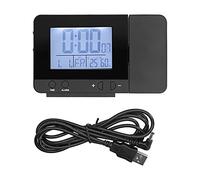 Projection Alarm Clock Digital Clock with Temperature Humidity Monitor 180 Degree Rotation LED Display for Bedroom Home Office ABS Material 13.5x8.3x3.2cm (Black)