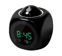 Projection Alarm Clock with LED Display, Voice Time & Temperature Reporting, 24-Hour Format, 10-Minute Snooze, for Home Use (black)