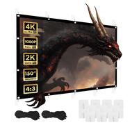 Maclean Portable Projection Screen Polyester Screen with 25 mm Black Border, 179° Viewing Angle and Easy Assembly (150 Inches, 300 x 220 cm, 4:3)