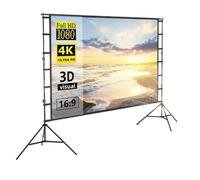 Projection Screens Projector Screen With Stand White Wrinkle-Free 60-150 inch 160° Viewing Angle(Black bottom 150inch)