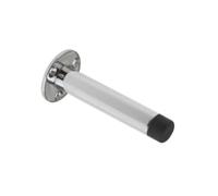 Projection Skirting Door Stop On Rose 90mm Modern Wall Mounted Door Stopper with Fixings (Polished Chrome)