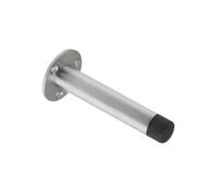 Projection Skirting Door Stop On Rose 90mm Modern Wall Mounted Door Stopper with Fixings (Satin Chrome)